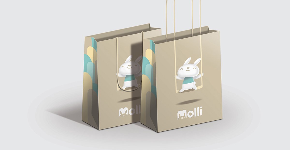 深圳品牌設計  深圳品牌策劃  Molli兒童服裝店品牌形象設計  手提袋設計
